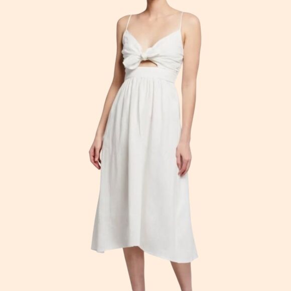 A.L.C Daniela Tie Front Linen Midi Dress - Picture 1 of 8
